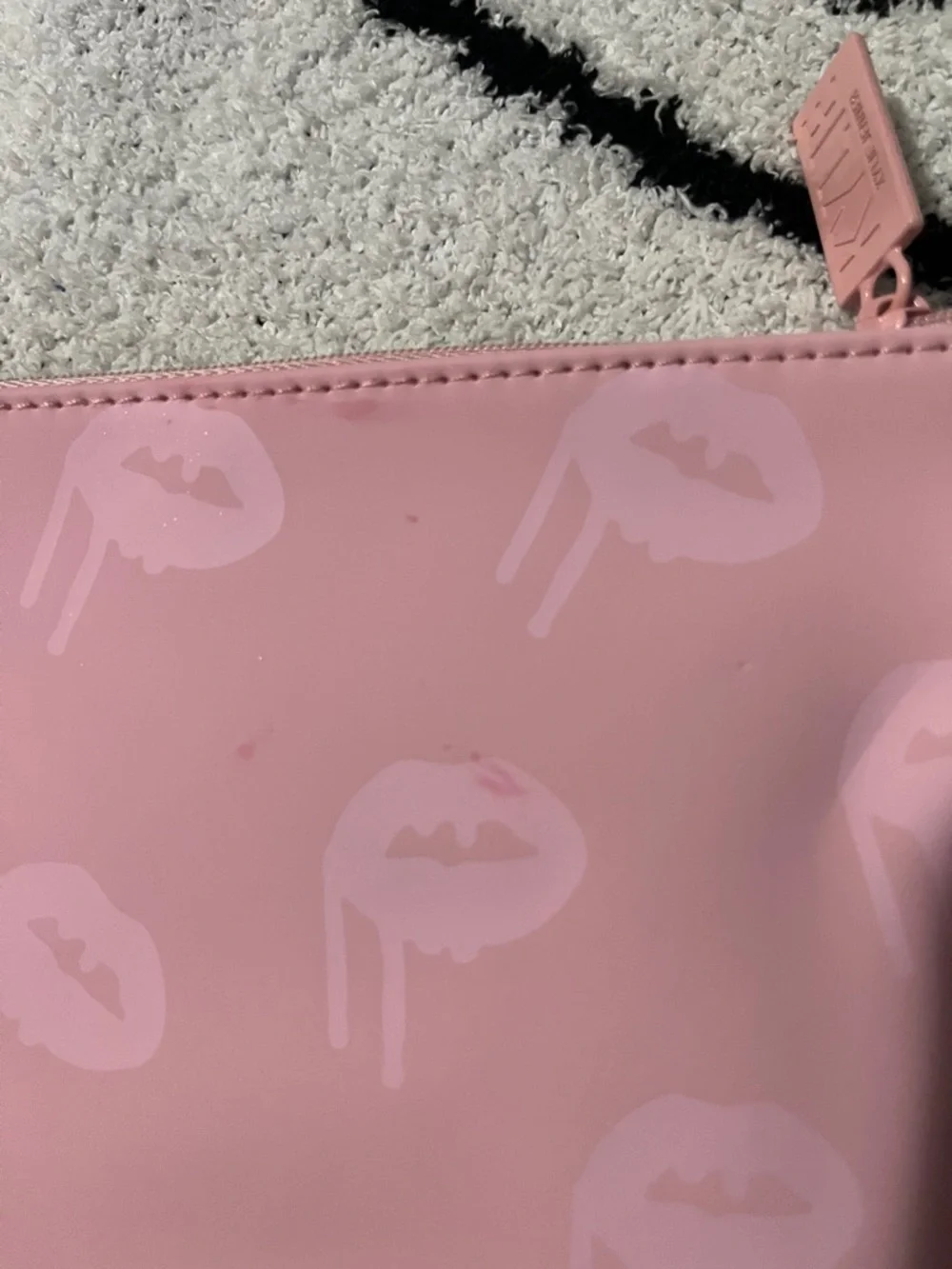 Kylie Pink Lip Print Cosmetic Pouch